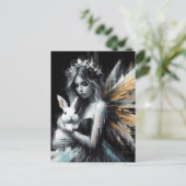 Fairy en haar Bunny Glitch Briefkaart (Staand voorkant)