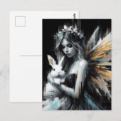 Fairy en haar Bunny Glitch Briefkaart (Voorkant / Achterkant)
