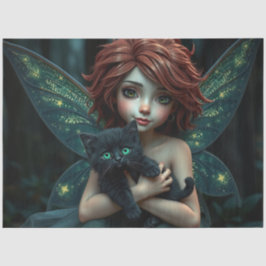 Fairy en haar kat, tissuepapier