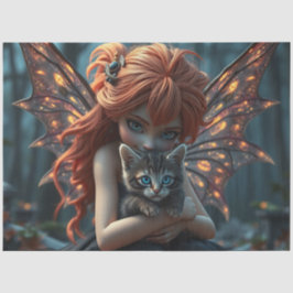 Fairy en haar kat tissuepapier