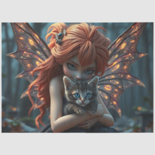 Fairy en haar kat tissuepapier