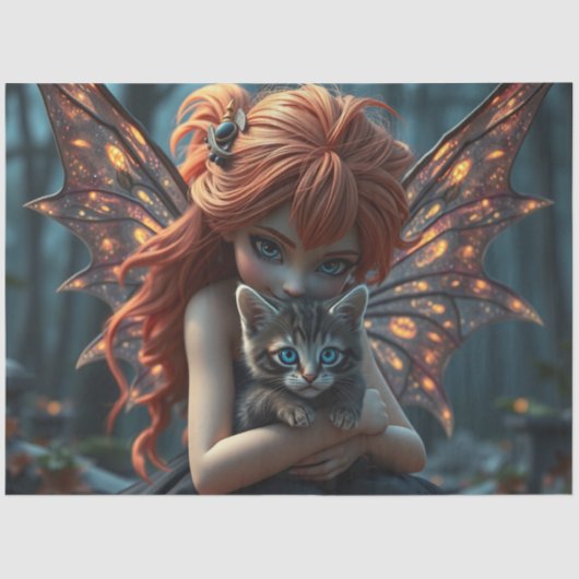 Fairy en haar kat tissuepapier (Voorkant)