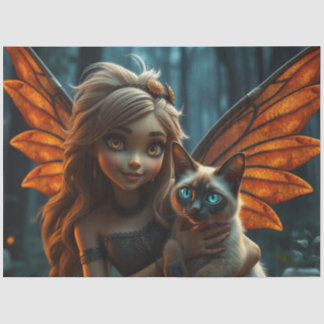 Fairy en haar kat tissuepapier