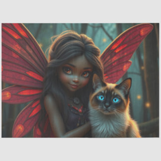 Fairy en haar kat tissuepapier