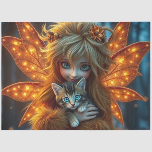 Fairy en haar kat tissuepapier (Voorkant)