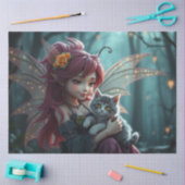 Fairy en haar kat, tissuepapier (Craft)