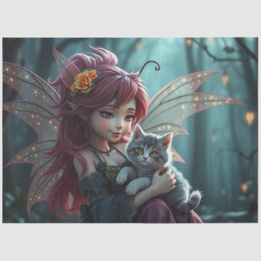 Fairy en haar kat, tissuepapier (Voorkant)