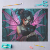 Fairy en haar kat, tissuepapier (Craft)