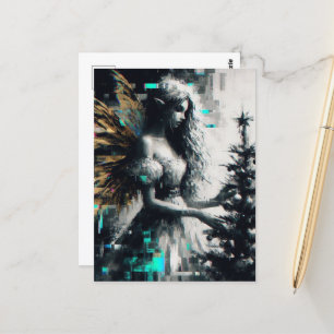Fairy en haar kerstboom glitch briefkaart