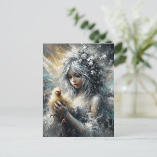 Fairy en haar kleine Buff Chick Briefkaart (Staand voorkant)