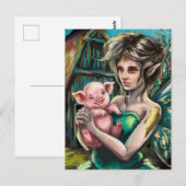 Fairy en haar Knorretje op het Boerderij Briefkaart (Voorkant / Achterkant)