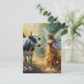Fairy en haar Koe Briefkaart (Staand voorkant)