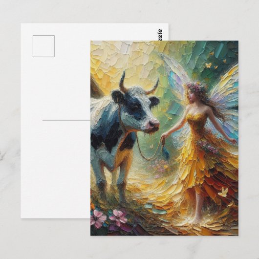 Fairy en haar Koe Briefkaart (Voorkant / Achterkant)