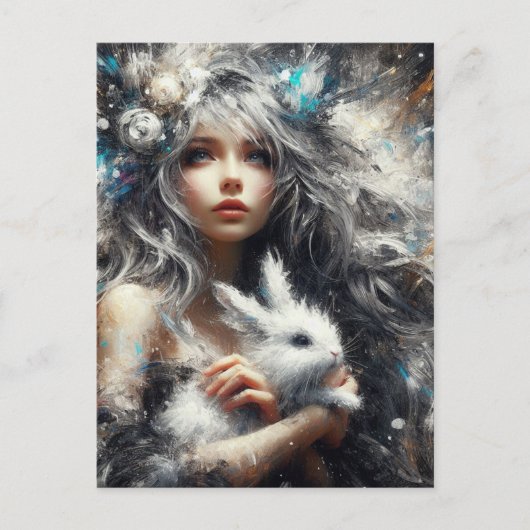 Fairy en haar konijn briefkaart (Voorkant)