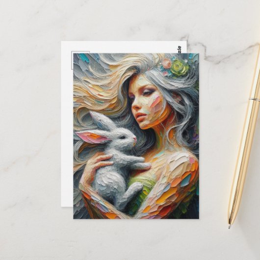 Fairy en haar konijn briefkaart (Voorkant / Achterkant in situ)