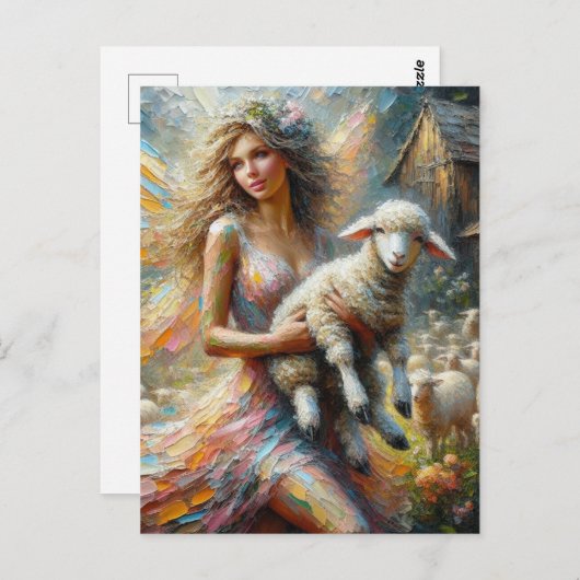 Fairy en haar Lam Briefkaart (Voorkant / Achterkant)