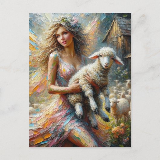 Fairy en haar Lam Briefkaart (Voorkant)