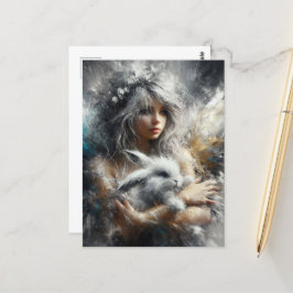 Fairy en haar Schattige konijn Briefkaart