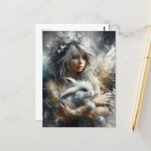 Fairy en haar Schattige konijn Briefkaart
