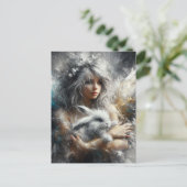 Fairy en haar Schattige konijn Briefkaart (Staand voorkant)