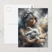 Fairy en haar Schattige konijn Briefkaart (Voorkant / Achterkant)