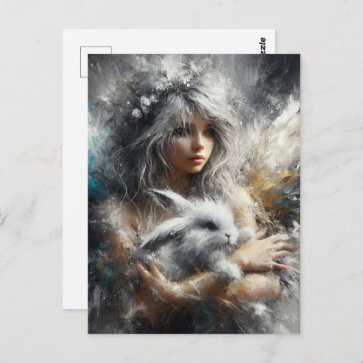 Fairy en haar Schattige konijn Briefkaart (Voorkant / Achterkant)