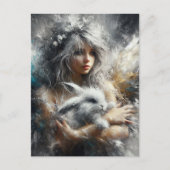 Fairy en haar Schattige konijn Briefkaart (Voorkant)