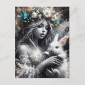 Fairy en haar Schattigee witte konijn Briefkaart (Voorkant)