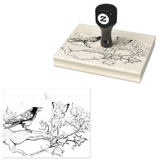 Fairy en Raven gesprek Rubberstempel (Gestempeld)