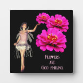Fairy en roze Zinnias Inspirerend Fotoplaat (Voorkant)
