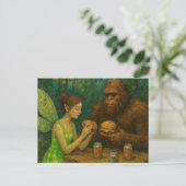 Fairy en Sasquatch eten cheeseburgers Briefkaart (Staand voorkant)