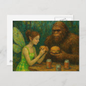 Fairy en Sasquatch eten cheeseburgers Briefkaart (Voorkant / Achterkant)