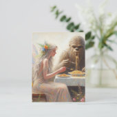Fairy en Sasquatch eten spaghetti Briefkaart (Staand voorkant)