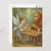 Fairy en Sasquatch eten taco's Fantasy Art Briefkaart (Voorkant / Achterkant)