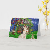 Fairy en Siamese Cat Verjaardag Kaart (Gele Bloem)