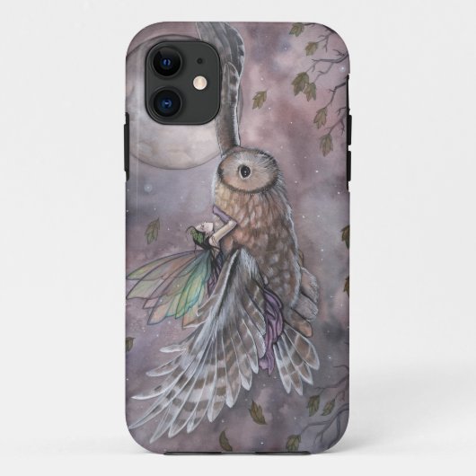 Fairy en Uil Fantasy Art iPhone Case (Achterkant)