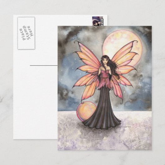 Fairy en Volle Maan Fantasy Art Briefkaart (Voorkant / Achterkant)