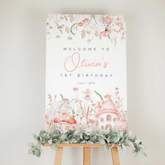 Fairy en Wildbloemen Verjaardag Welkomstbord Poster