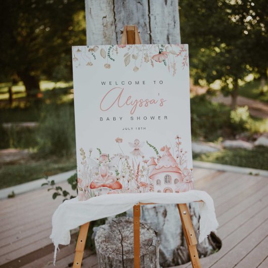 Fairy en Wildflower Baby shower Welkomstbord Poster