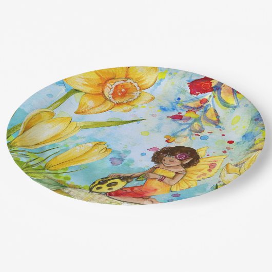 Fairy en Yellow Ladybug Verjaardagsfeest Borden Papieren Bordje (Gekanteld)