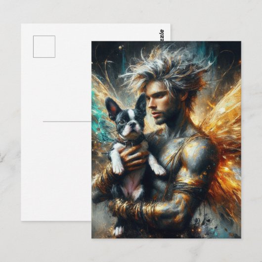 Fairy en zijn Boston Terrier Puppy Briefkaart (Voorkant / Achterkant)