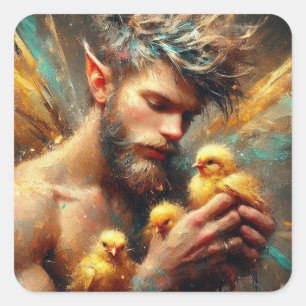 Fairy en zijn Buff Chicks Vierkante Sticker