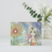 Fairy en Zonnebloem Fantasy Faerie Art Briefkaart (Staand voorkant)