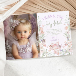 Fairy Enchanted Birthday Photo Thank you card Kaart