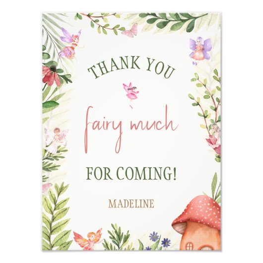 Fairy Enchanted Forest 1e Verjaardag Dank u Foto Afdruk (Voorkant)