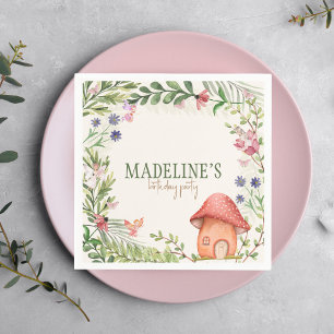 Fairy Enchanted Forest Mushroom Greenery Floral Servet