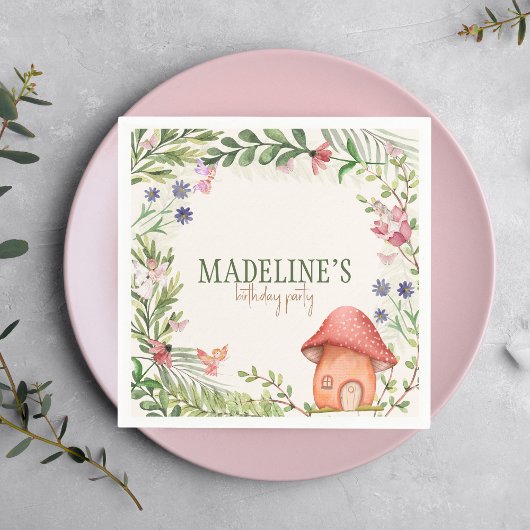Fairy Enchanted Forest Mushroom Greenery Floral Servet