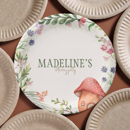 Fairy Enchanted Forest Mushroom Greenery Papieren Bordje