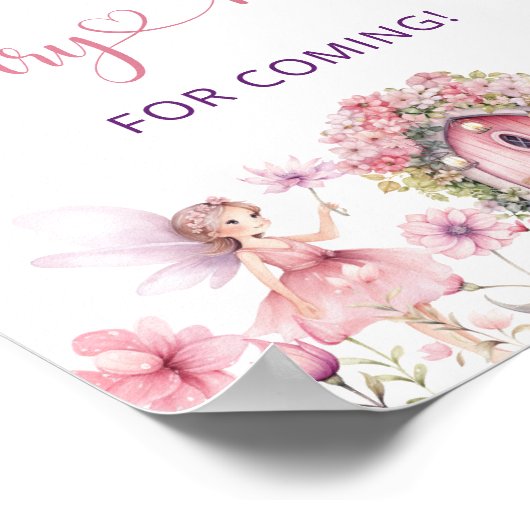 Fairy Enchanted Forest Verjaardag Dank u Poster (Hoek)