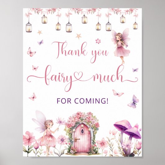 Fairy Enchanted Forest Verjaardag Dank u Poster (Voorkant)
